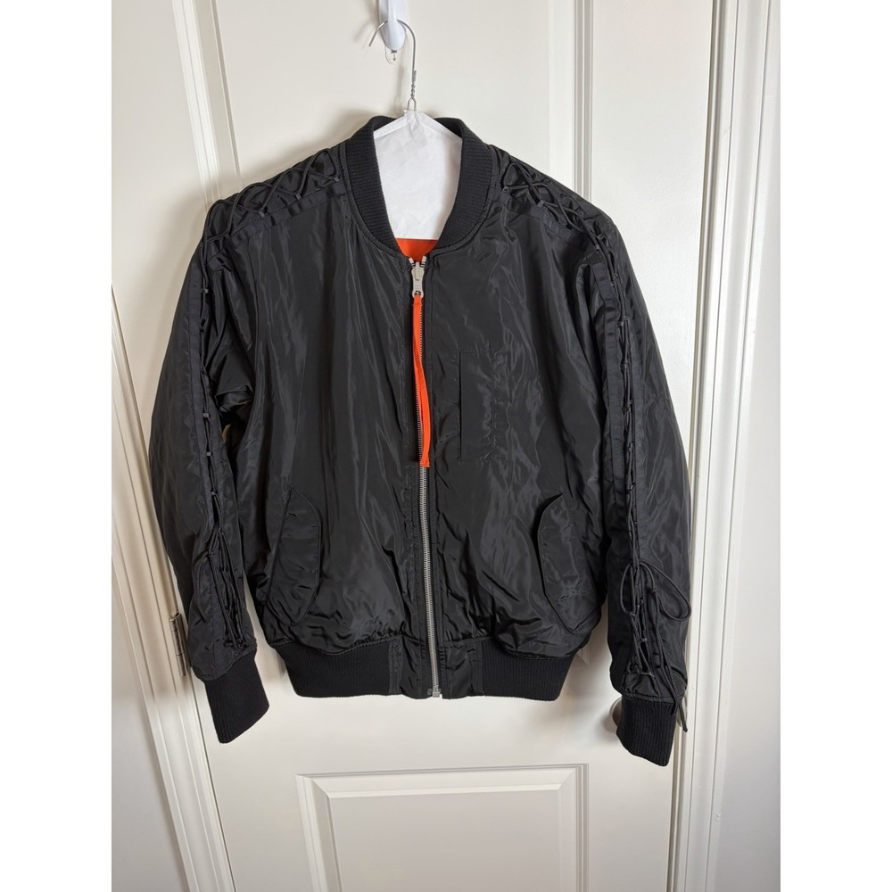 Stampd Men's Black/Orange Graphic Reversible Bomber Jacket $525